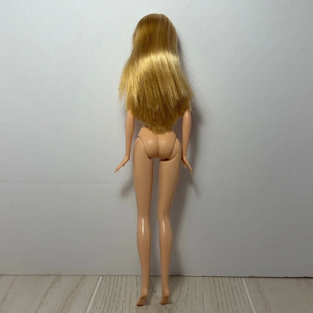Vintage Mattel Barbie Doll Blonde Hair Bangs Blue Eyes Purple Eyeshadow Nude